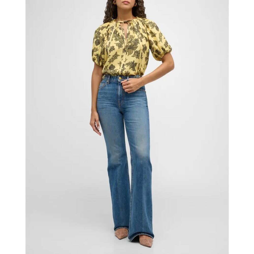 ULLA JOHNSON Marcellana Puff Sleeve Top in Solaris - Picture 3 of 13